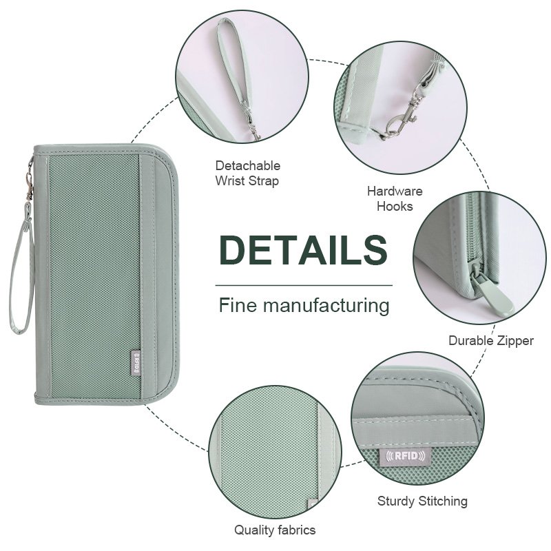 Water And Fire Resistant Multiple Layers Passport Holder With Zipper Card Holders Product