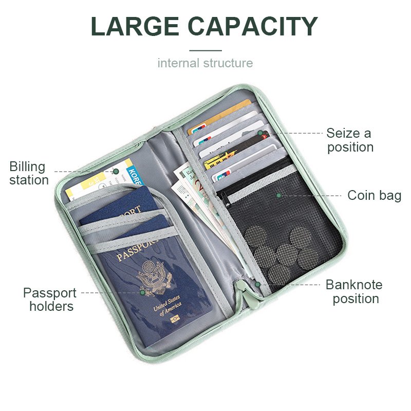 Water And Fire Resistant Multiple Layers Passport Holder With Zipper Card Holders Product