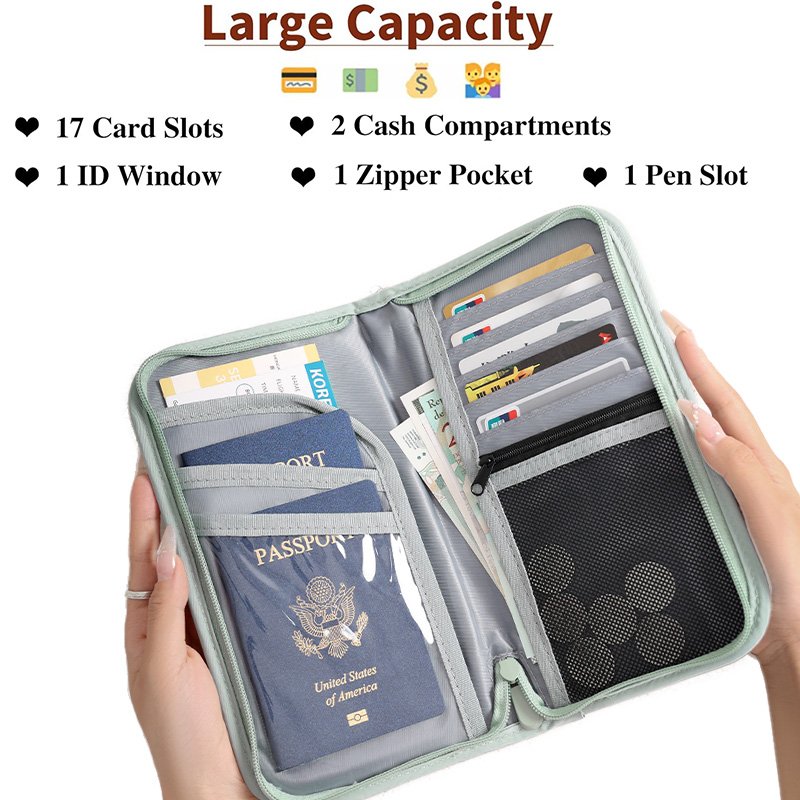 Water And Fire Resistant Multiple Layers Passport Holder With Zipper Card Holders Product