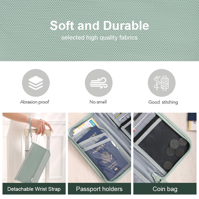 Water And Fire Resistant Multiple Layers Passport Holder With Zipper Card Holders Product