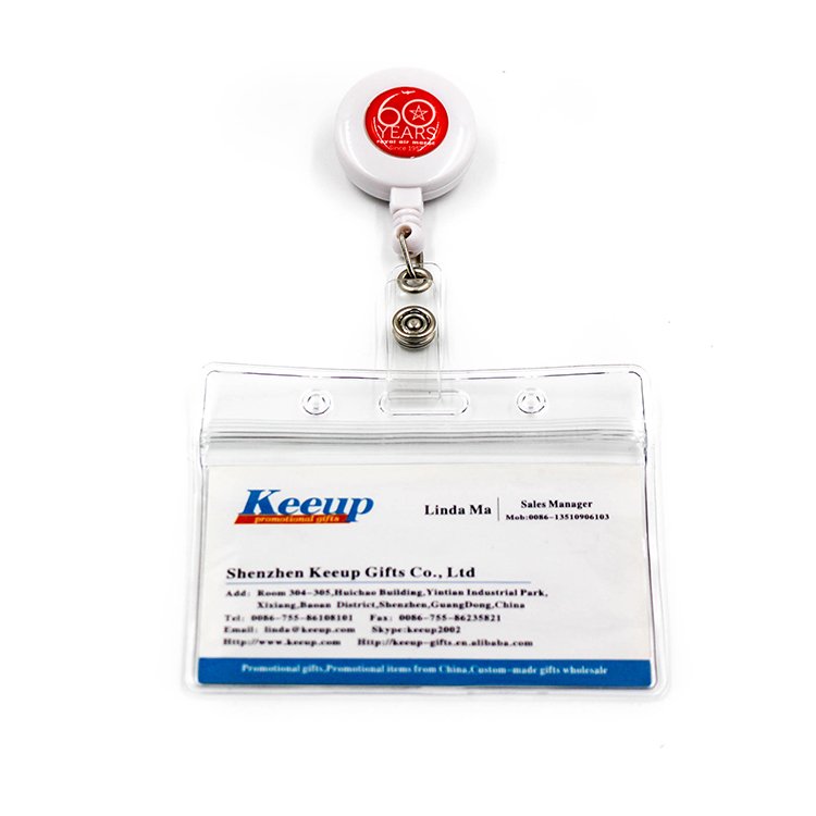 cheap Id Card Holder Badge Reel promotional items custom logo high quality retractable metal badge reel nurse with hook clips
