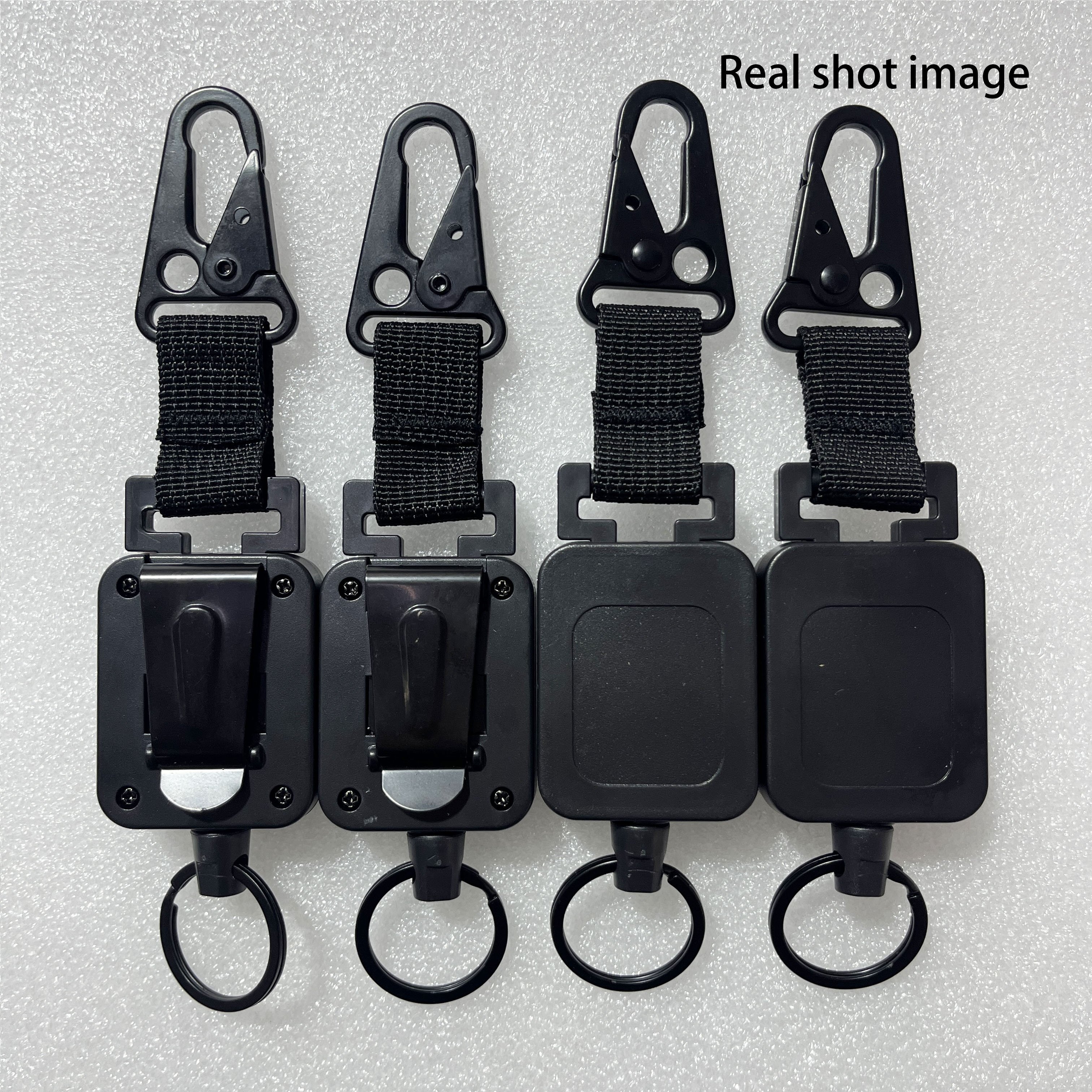 P-009 Essential for Outdoor Camping Square Black Plastic Key Retractable Badge Reel Sublimation Retractable Badge Holder