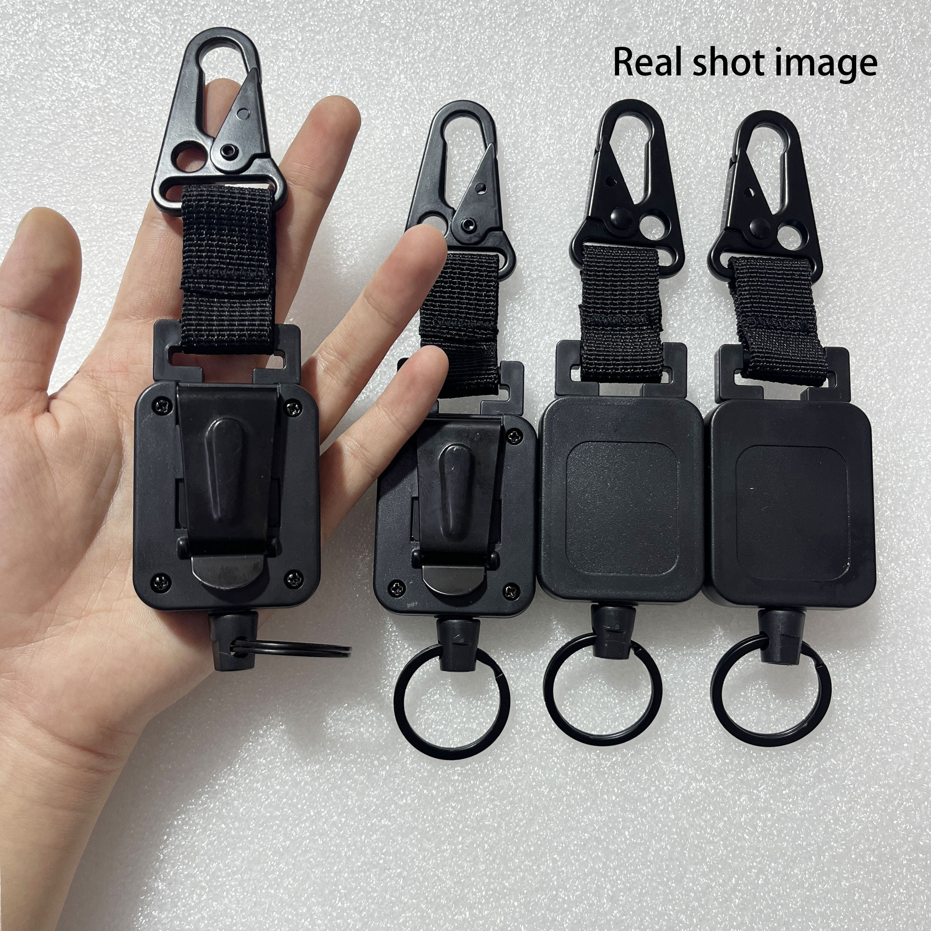 P-009 Essential for Outdoor Camping Square Black Plastic Key Retractable Badge Reel Sublimation Retractable Badge Holder