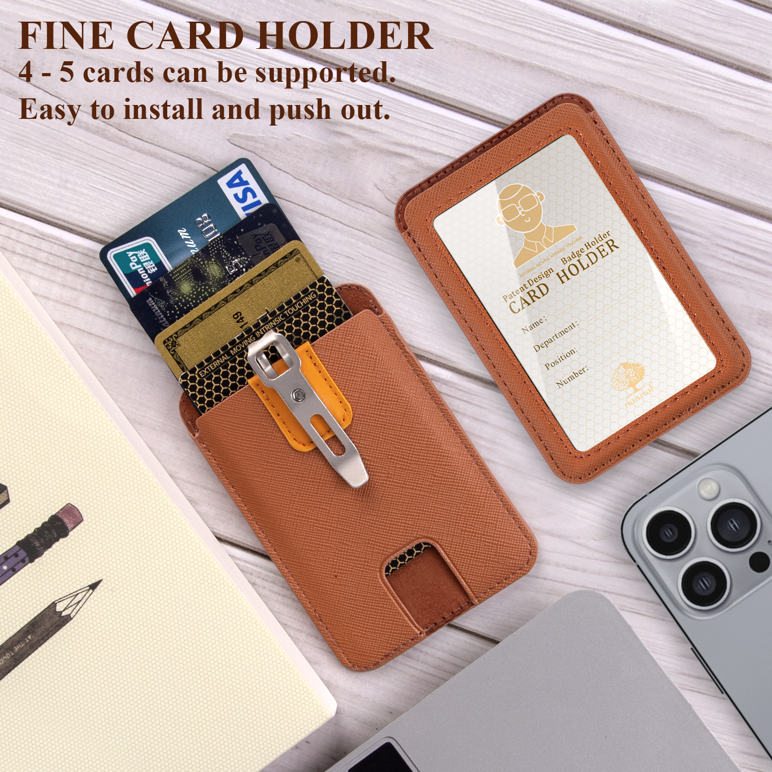 LEEFIRST Creative Nursing Badge Holder Wallet and PU Leather ID Credit Holder with Metal Clip and 4 Cards Slot