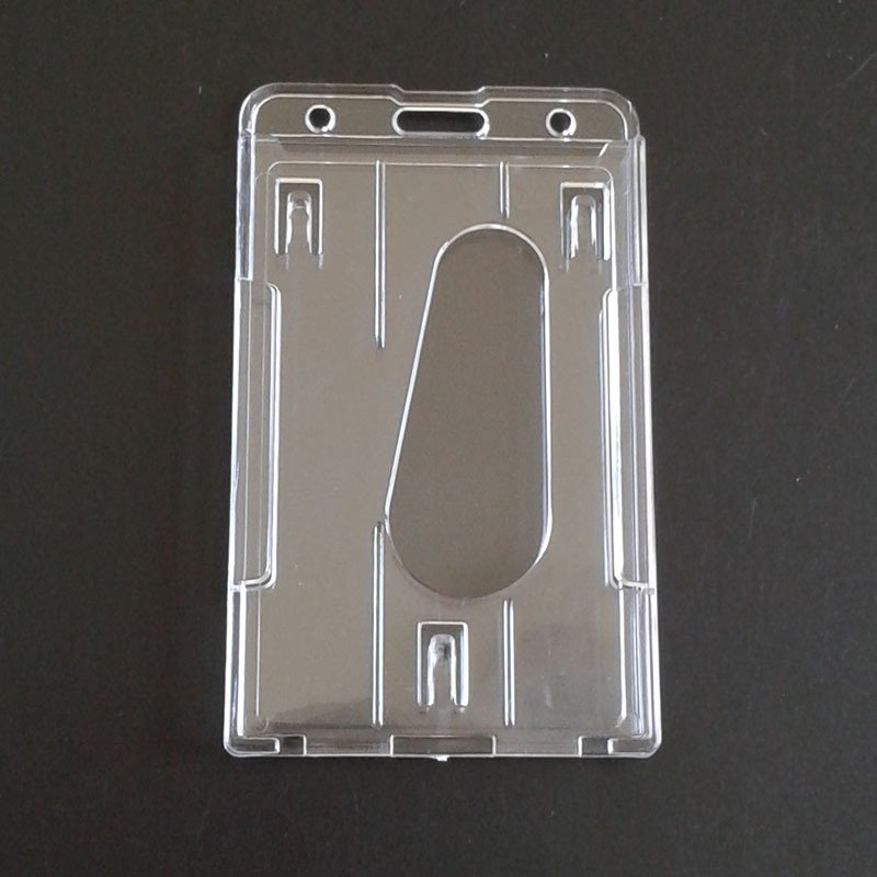 Drop Shipping Hard Transparent Plastic Dual ID Card Holder for Staff Rigid Vertical Badge Accessories