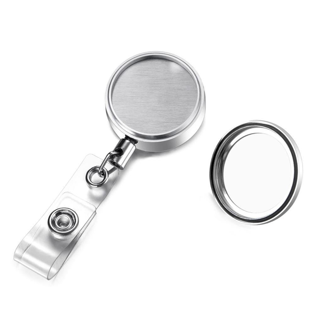Fashion Stainless Steel Floating Charm Rhinestone Memory Locket Retractable ID Badge Holder for Doctor Nurse