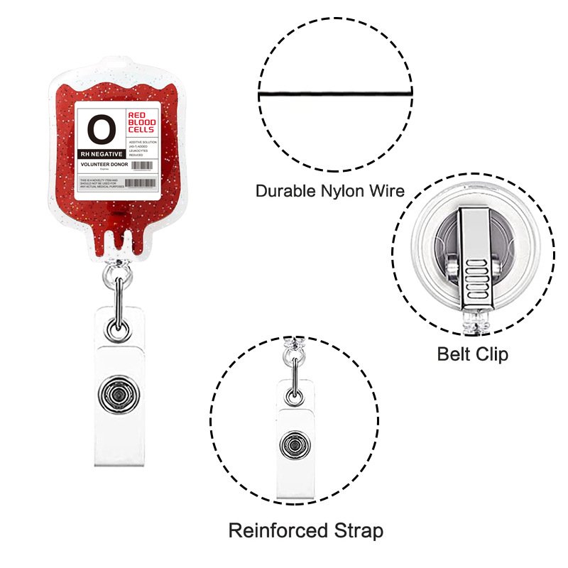 Medical Nurse Series Badge Reel Blood Transfusion Bag For Hospital Retractable Badge Holder
