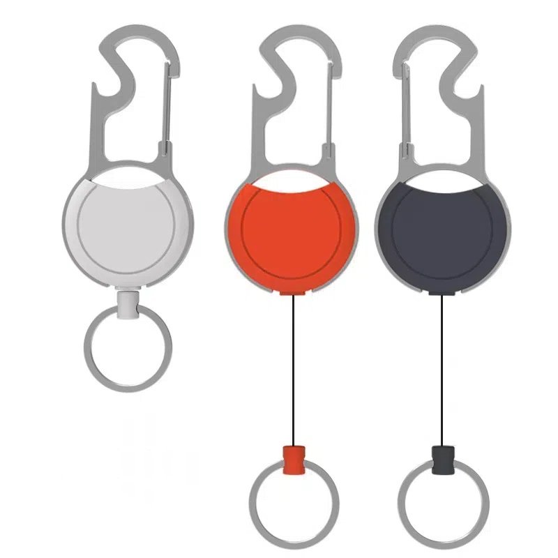 Pullther Zinc Alloy 30cm Scalable Mountaineering Button Badge Stand Roll Anti Loss Metal Keychain Knot Hidden