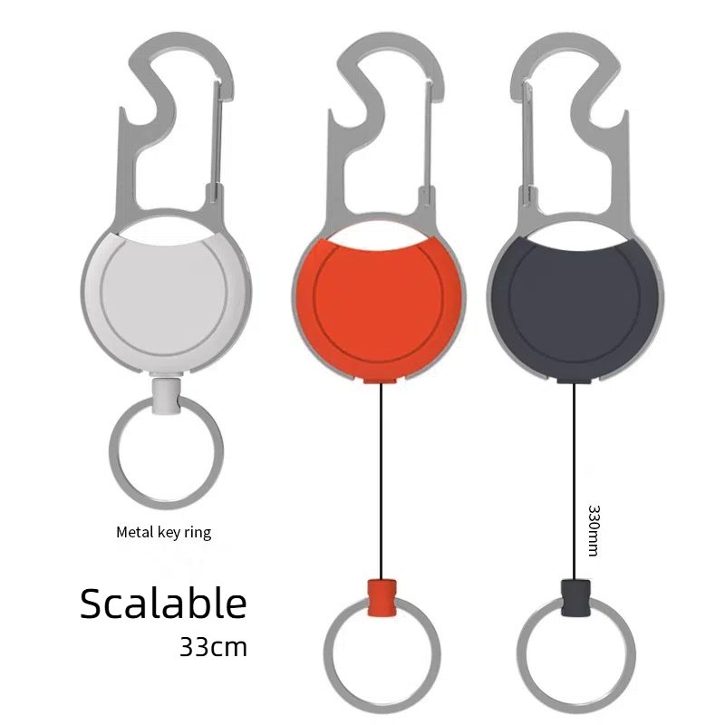 Pullther Zinc Alloy 30cm Scalable Mountaineering Button Badge Stand Roll Anti Loss Metal Keychain Knot Hidden