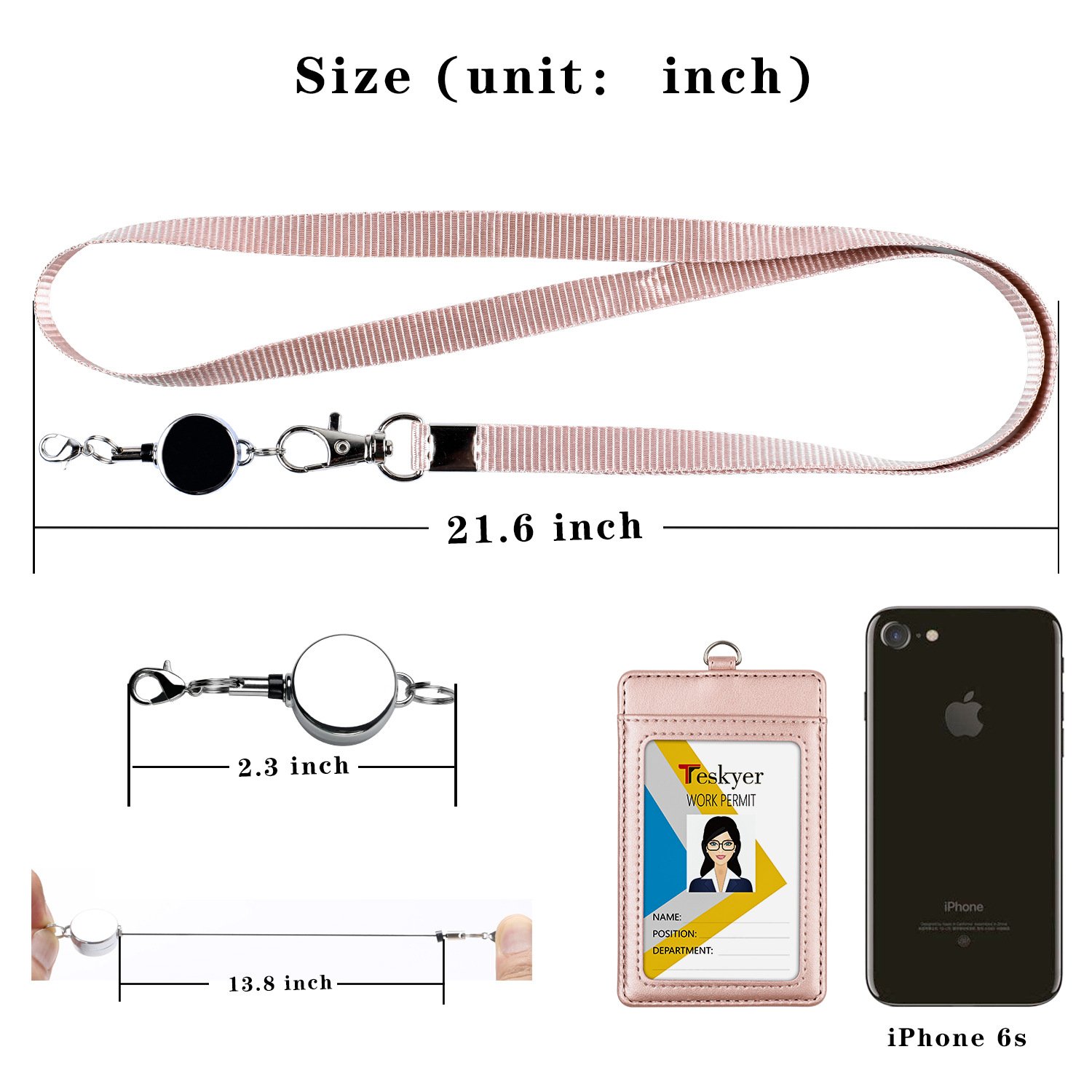 2 Pack ID Badge Holder with Clip Badge Reels Retractable Id Card Vertical Lanyard Holder with Carabiner Badge Reel