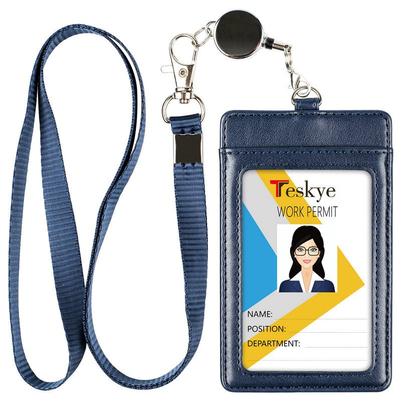 2 Pack ID Badge Holder with Clip Badge Reels Retractable Id Card Vertical Lanyard Holder with Carabiner Badge Reel