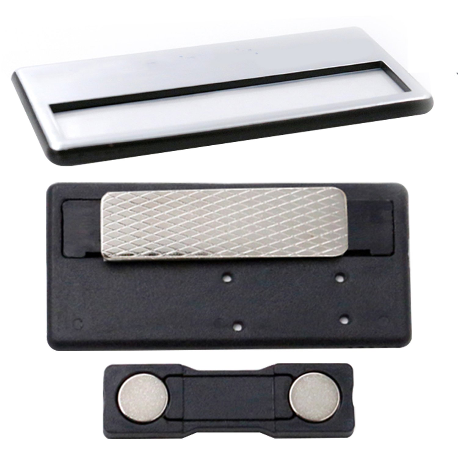 Custom Logo Rectangular Reusable Name Tag Pin Badge Holder Metal Sublimation Blank Magnetic Gold Staff Magnet Name Plate Badge