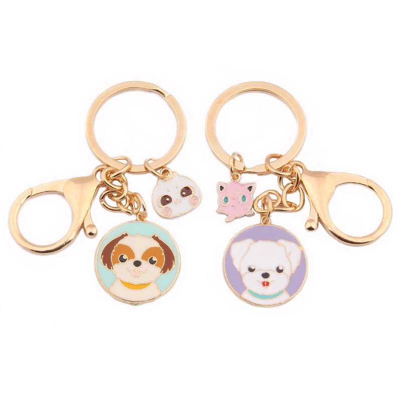 Luxury Funky Women Girls Key Holder Homemade Kirsite Steel Metal Enamel Anime Keychain Set Metal Badge Key Chains