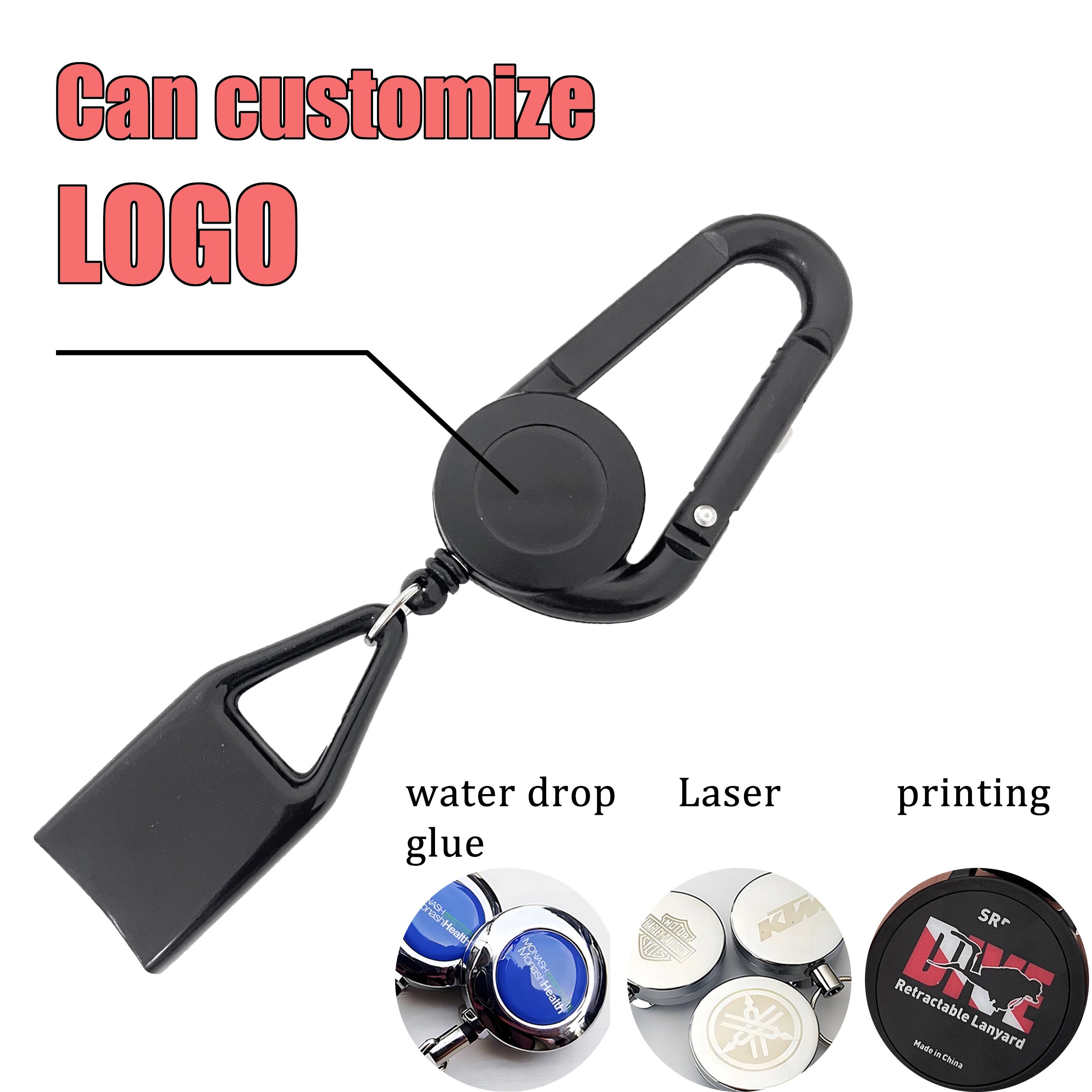 P-082 4CM Black Retractable Badge Reel Clipper Lighter Holder Customized Logo Premium Lighter Simplicity Leash Lighter Sleeve