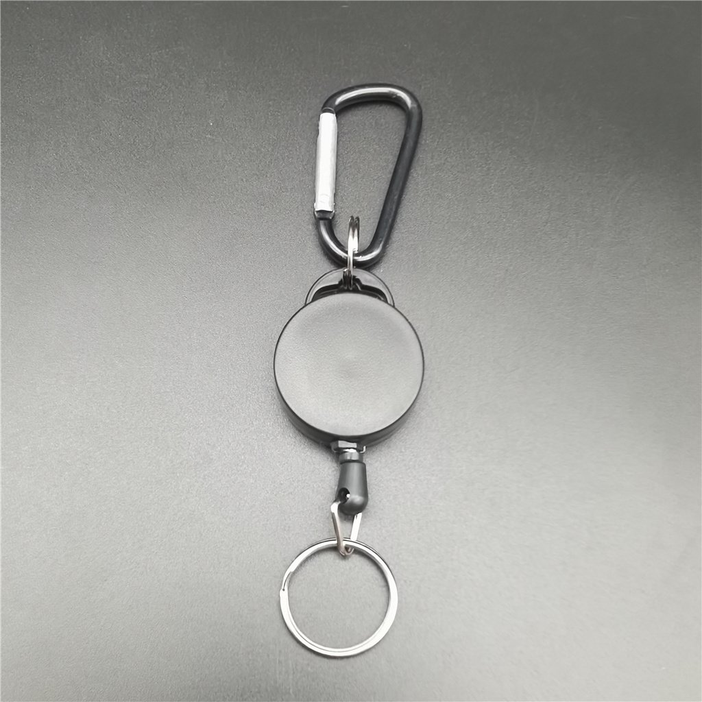 Retractable telescopic badge holder key ring carabiner