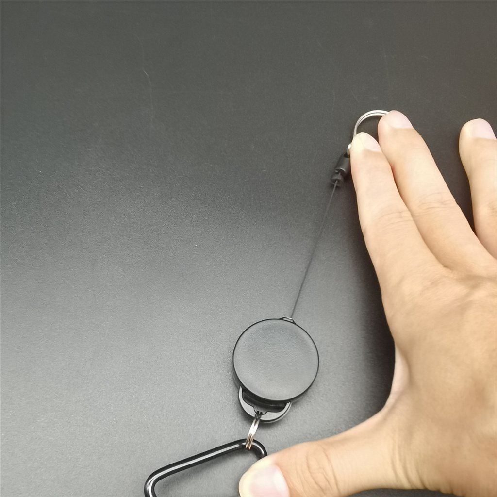 Retractable telescopic badge holder key ring carabiner