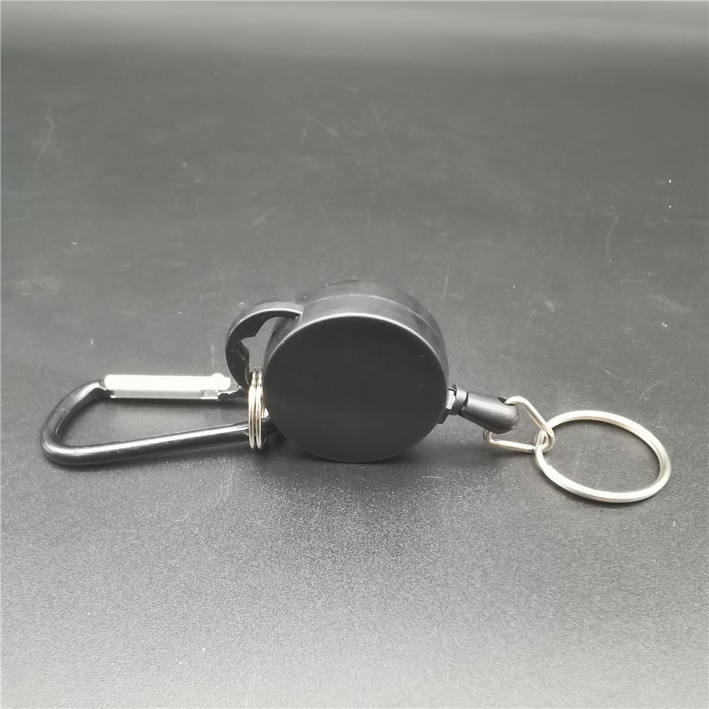 Retractable telescopic badge holder key ring carabiner