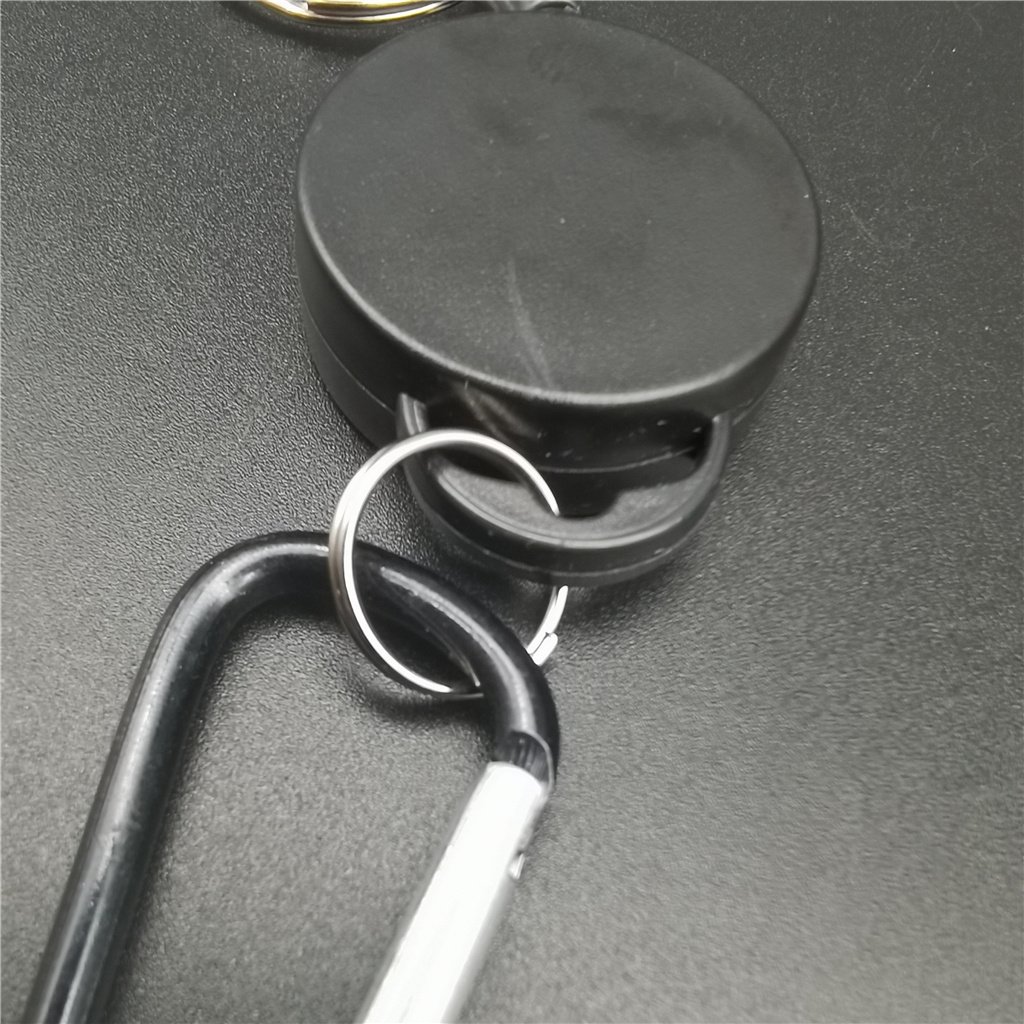 Retractable telescopic badge holder key ring carabiner