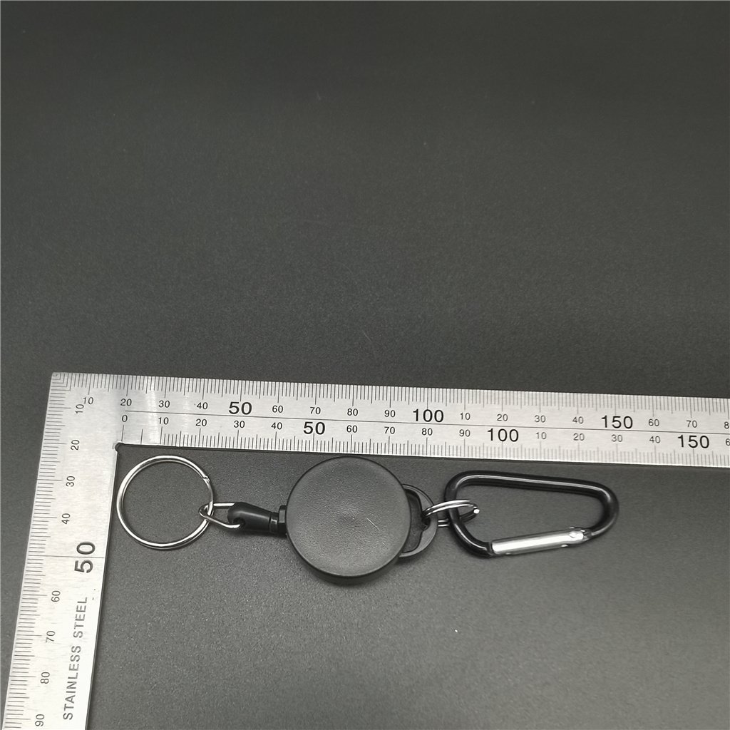 Retractable telescopic badge holder key ring carabiner