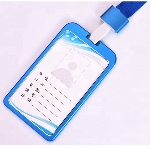 China manufacturer business work name metal ID badge holder with lanyard