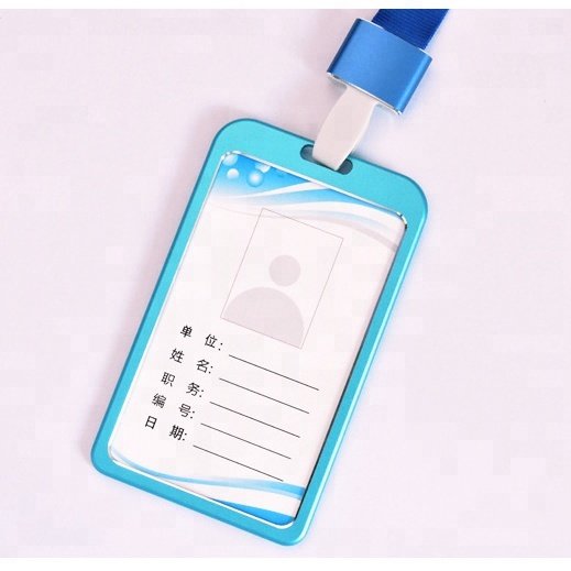 China manufacturer business work name metal ID badge holder with lanyard