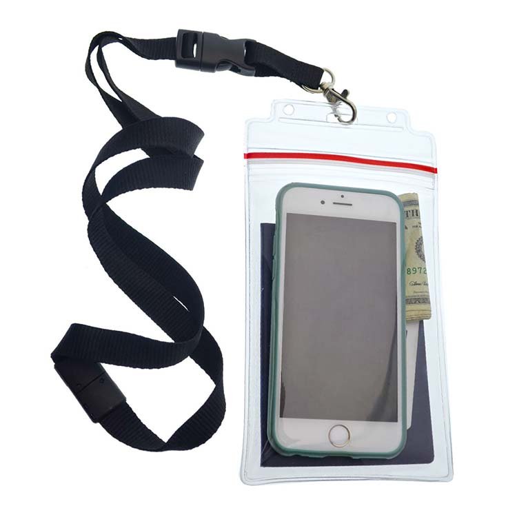 Custom Logo Waterproof Clear Plastic Travel Cruise ID Card Holder Resealable PVC Passport Cover with Stylish Lanyards