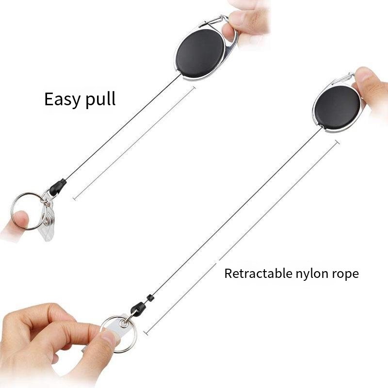 Wholesale Custom Logo Plastic Badge Holder Keychain Oval ID Card Retractable Badge Reel Holder