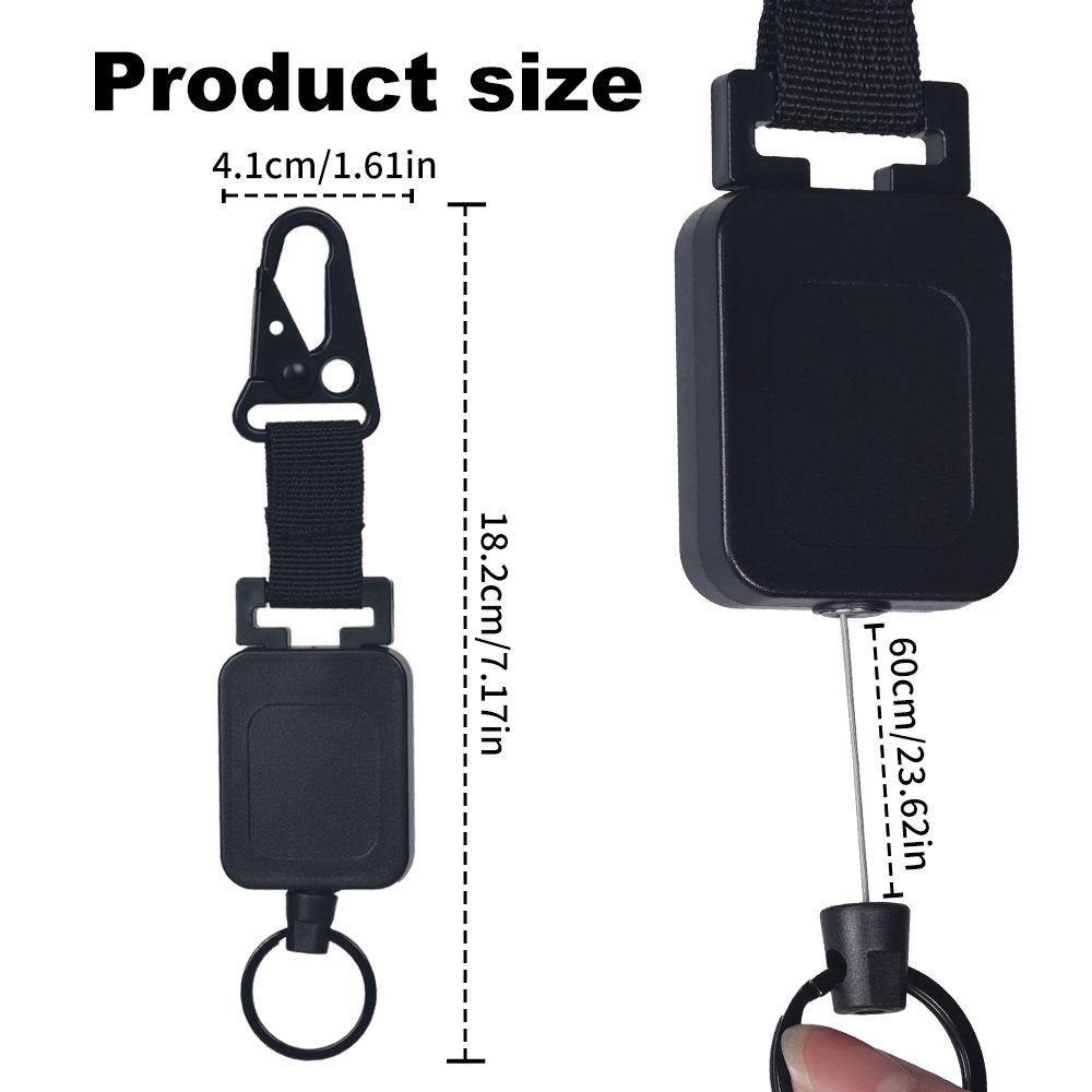 Multifunctional High Stretch Easy To Pull D Hook Stainless Steel Heavy Duty Metal Id Reractable Badge Holder With Carabine Reel
