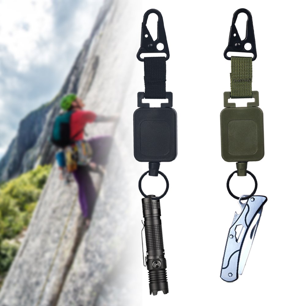 Multifunctional High Stretch Easy To Pull D Hook Stainless Steel Heavy Duty Metal Id Reractable Badge Holder With Carabine Reel