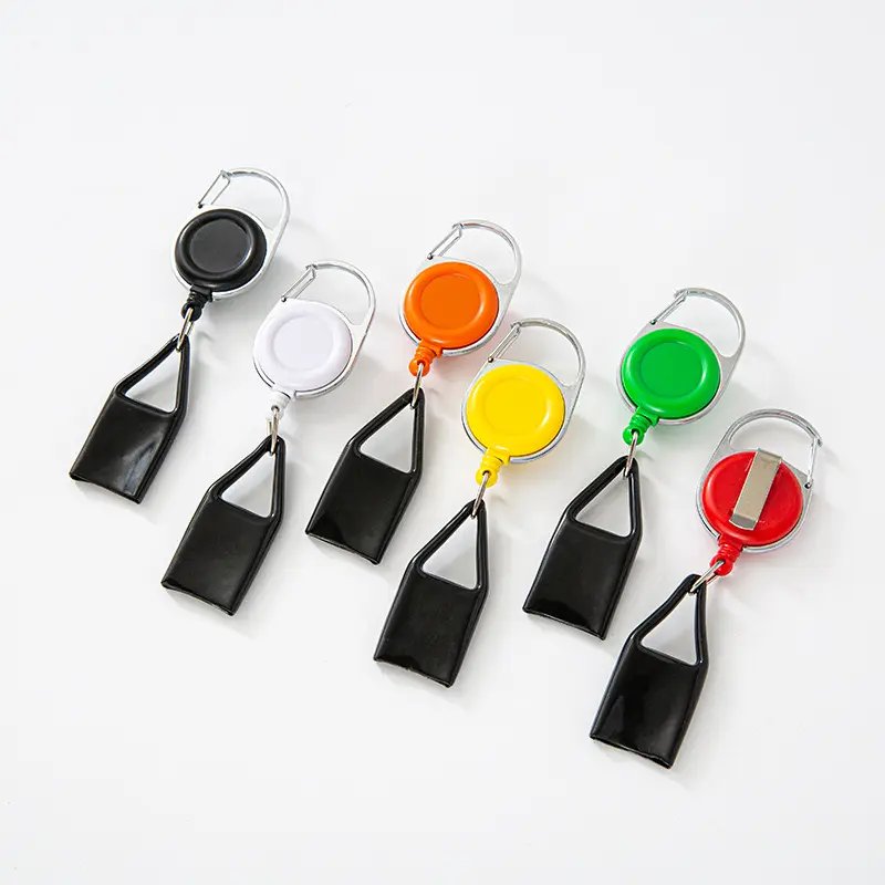 Top Selling ABS Retractable Lighter Key chain Cheap Plastic Badge Holder Clip Wholesale Lighter Keychain Leash Holder