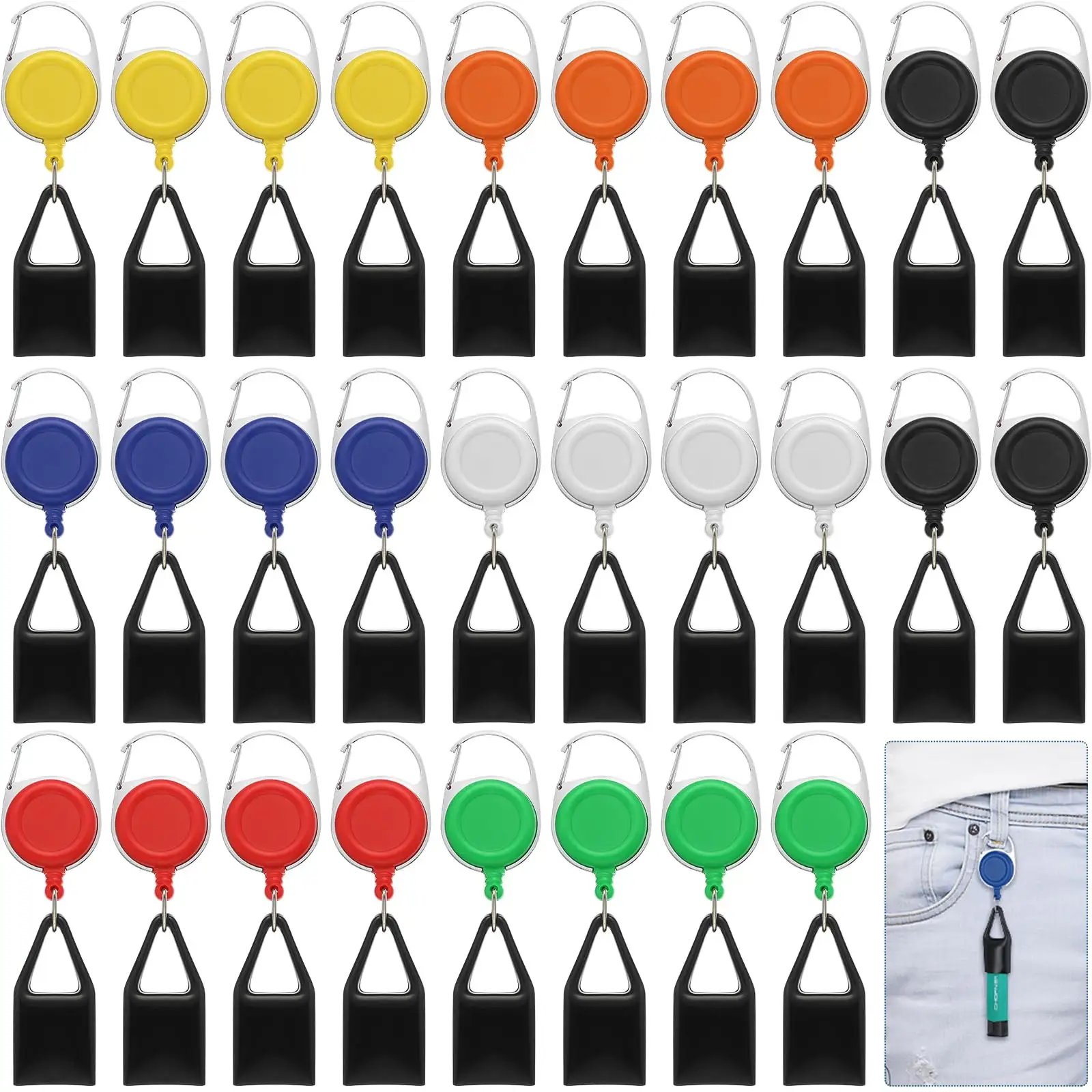 Top Selling ABS Retractable Lighter Key chain Cheap Plastic Badge Holder Clip Wholesale Lighter Keychain Leash Holder