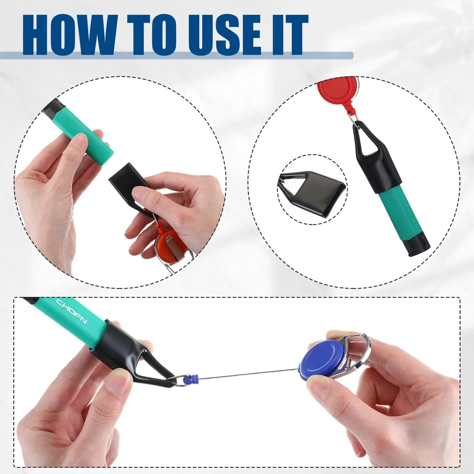 Top Selling ABS Retractable Lighter Key chain Cheap Plastic Badge Holder Clip Wholesale Lighter Keychain Leash Holder