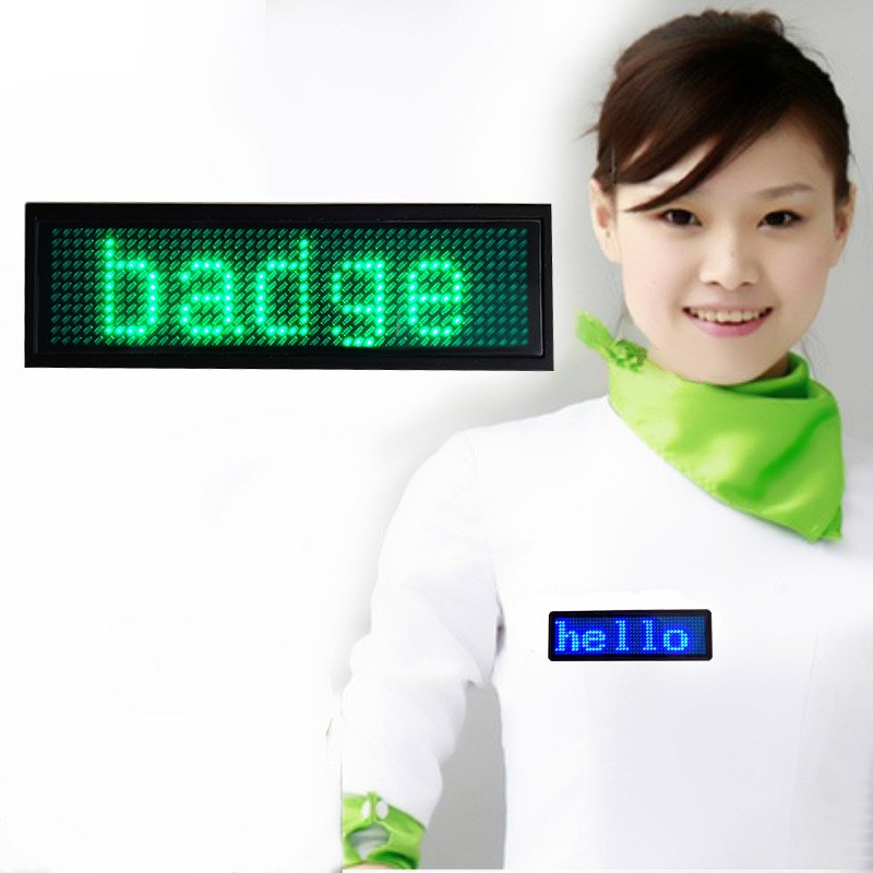 Business badges led letter badge Moving Message Sign Programming magnetic led usher tags