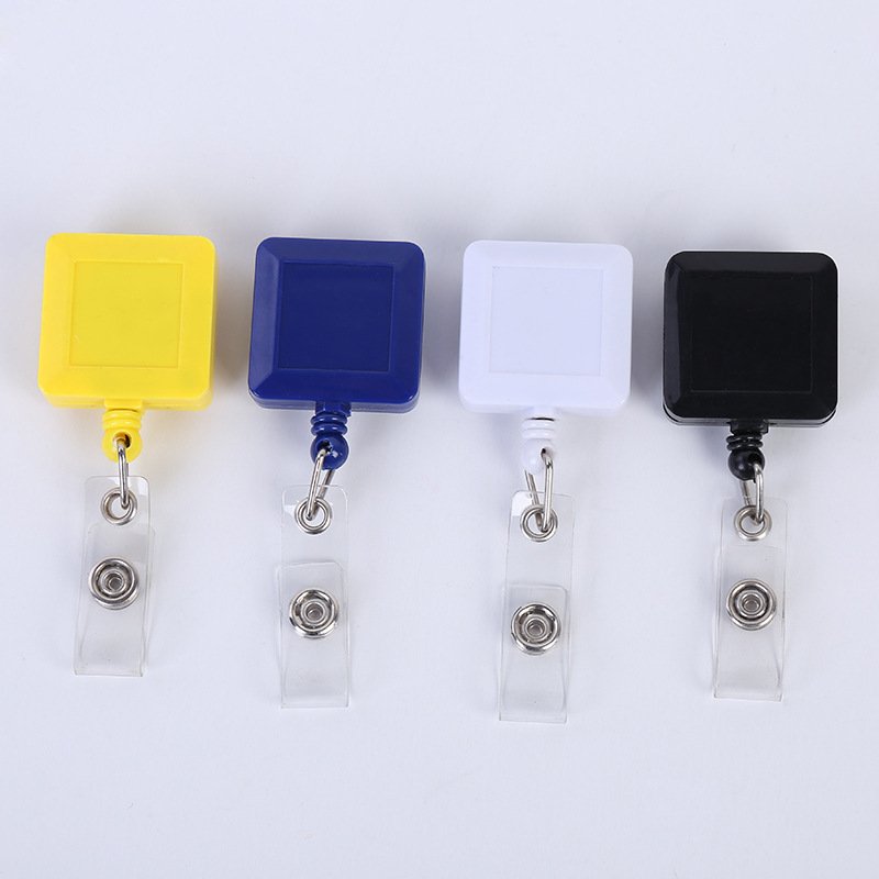 Wholesale Custom Square Shape Easy to Pull Buckle Yoyo Hospital Nurse Retractable Badge Reel Roller Clip ID Card Name Tag Holder