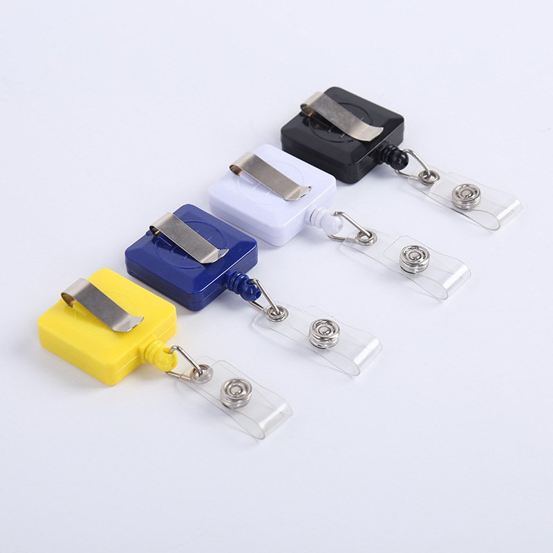 Wholesale Custom Square Shape Easy to Pull Buckle Yoyo Hospital Nurse Retractable Badge Reel Roller Clip ID Card Name Tag Holder