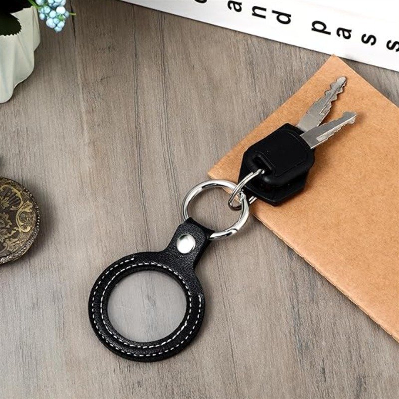 Leather Commemorative Coin Keychain Leather 30-38mm Coin Case Round Commemorative Badge Storage Keychain