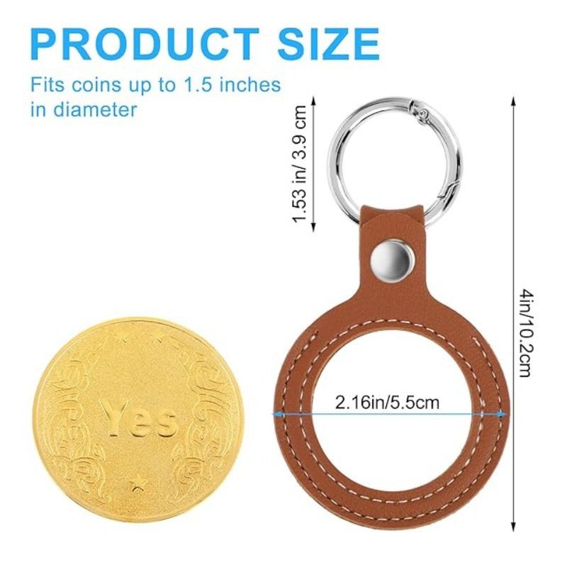 Leather Commemorative Coin Keychain Leather 30-38mm Coin Case Round Commemorative Badge Storage Keychain