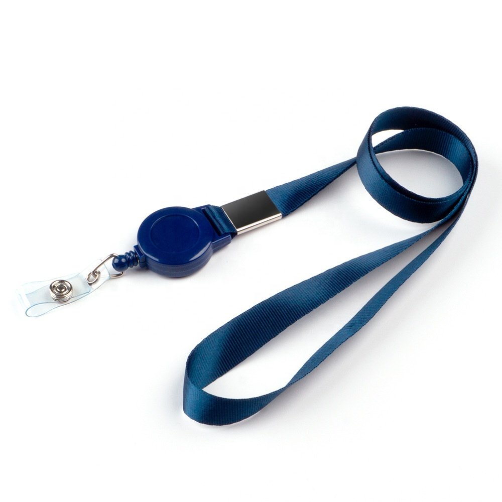 Plastic Retractable Badge Reel Key Chain ID Badge Holder with Lanyard Neck Strap for Key Cards