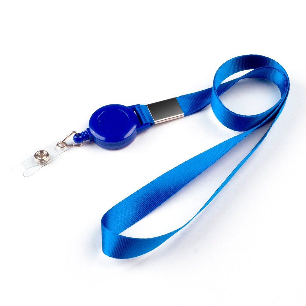Plastic Retractable Badge Reel Key Chain ID Badge Holder with Lanyard Neck Strap for Key Cards