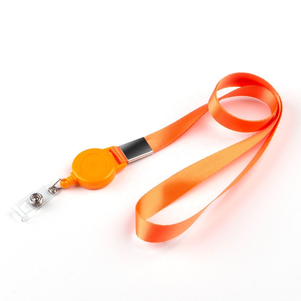 Plastic Retractable Badge Reel Key Chain ID Badge Holder with Lanyard Neck Strap for Key Cards