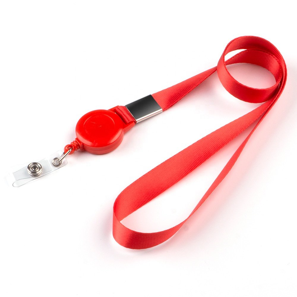 Plastic Retractable Badge Reel Key Chain ID Badge Holder with Lanyard Neck Strap for Key Cards