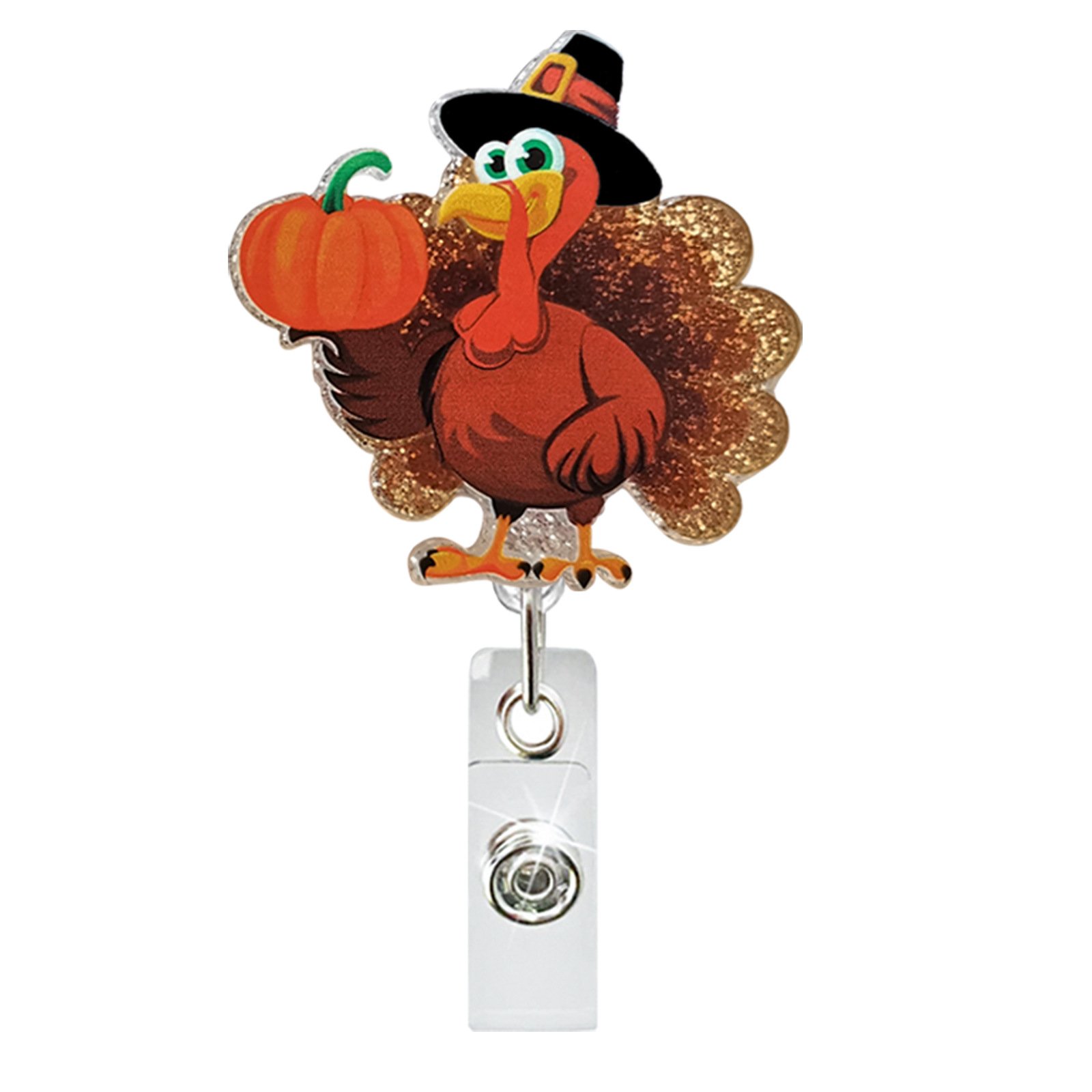 Thanksgiving Nurse Badge Reel Fall Badge Reels Autumn Pumpkins Retractable Nurse ID Name Badge Holder Turkeys