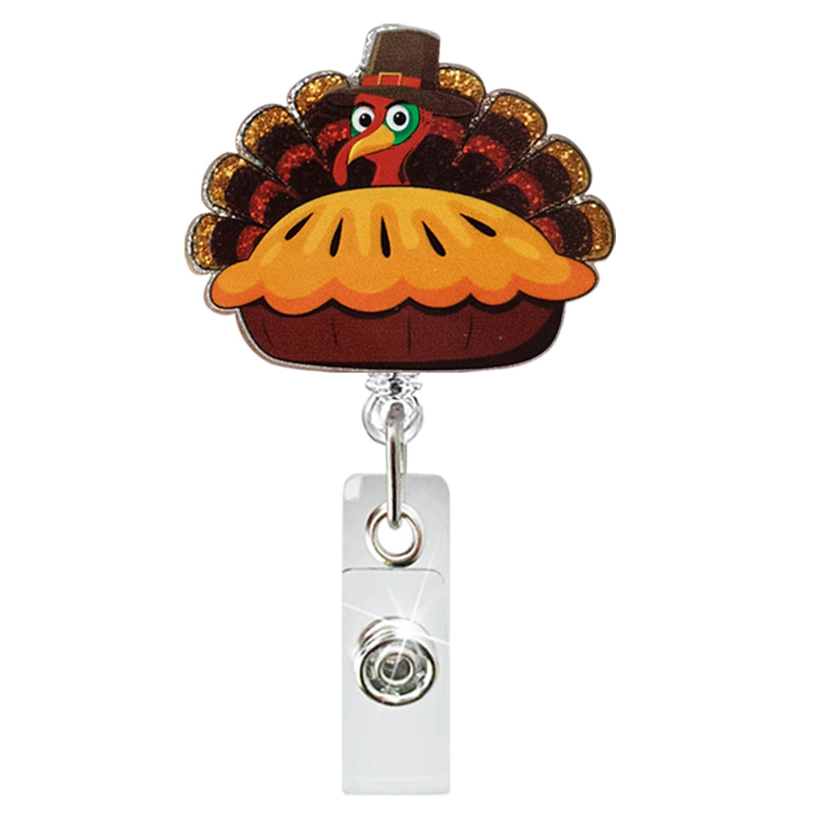 Thanksgiving Nurse Badge Reel Fall Badge Reels Autumn Pumpkins Retractable Nurse ID Name Badge Holder Turkeys