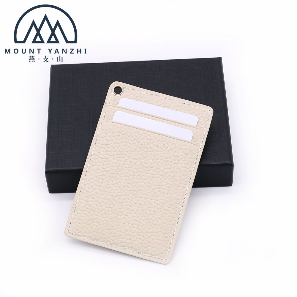 High Quality Genuine Leather Business ID Card Holder Keychain Credit Card Holder Wallet Wristlet ID Holder With Tassels