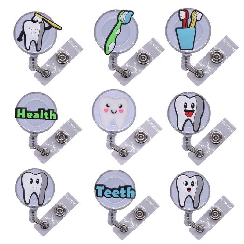 Retractable Badge Holders Teeth Medical Care Series Retractable badge Reel For Dentist