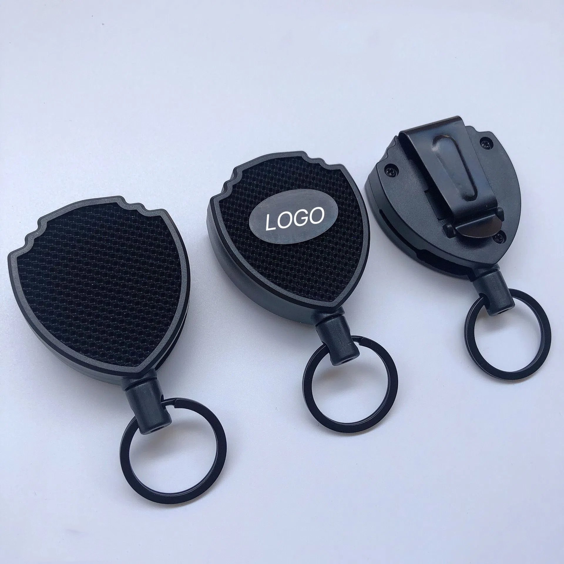 Pullther retractable badge holder with lock buckle keyring, heavy-duty side opening, make a badge