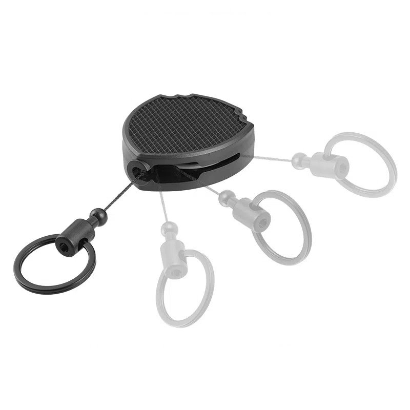 Pullther retractable badge holder with lock buckle keyring, heavy-duty side opening, make a badge