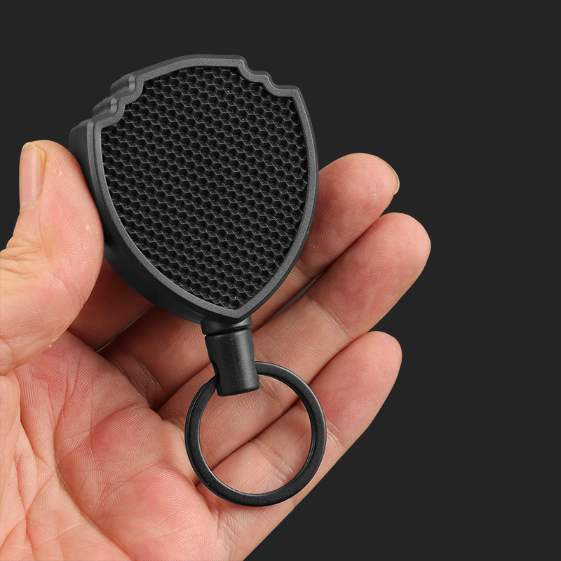 Pullther retractable badge holder with lock buckle keyring, heavy-duty side opening, make a badge
