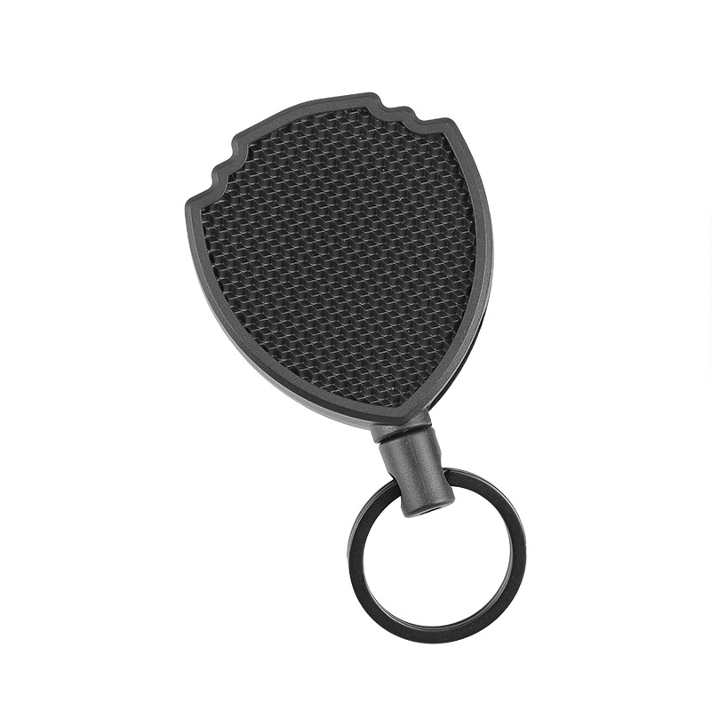 Pullther retractable badge holder with lock buckle keyring, heavy-duty side opening, make a badge
