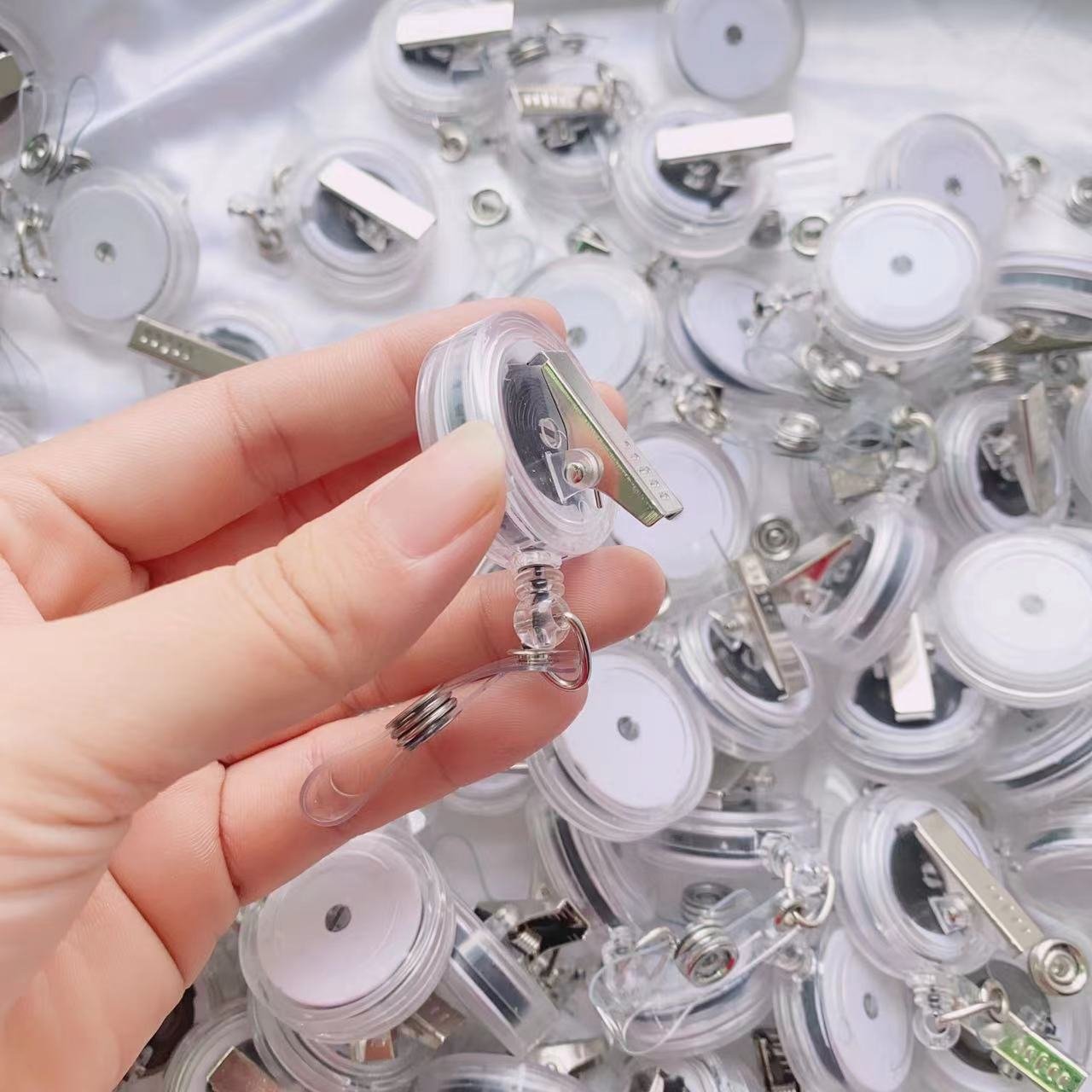 50 Pieces Retractable Badge Holder Reels with Swivel Alligator Clip, ID Card Holder Name Badge Reel Clips for Students Teachers